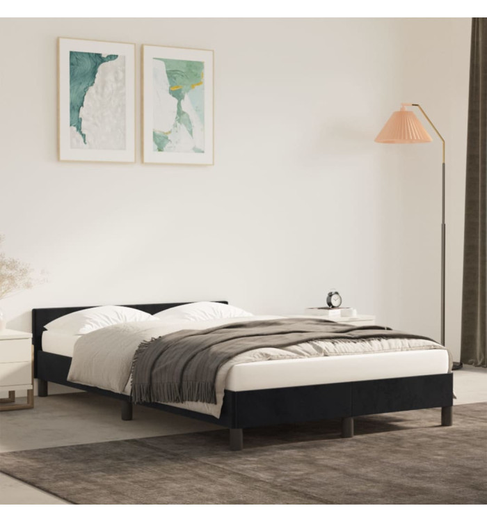 Cadre de lit sans matelas noir 120x190 cm velours | Mobilier & Déco