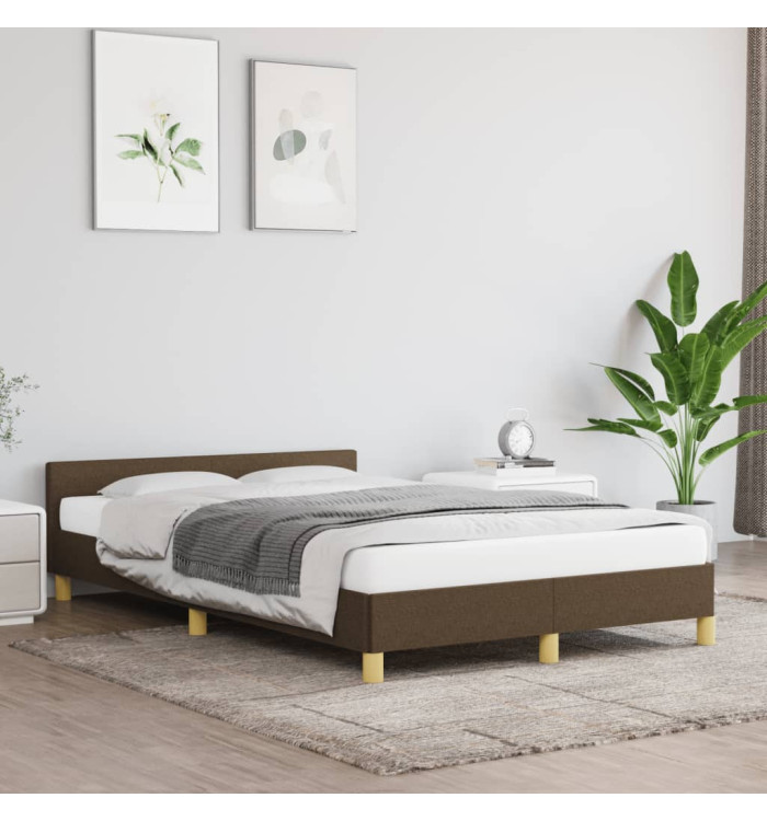 Cadre de lit sans matelas marron foncé 120x190 cm tissu | Mobilier & Déco
