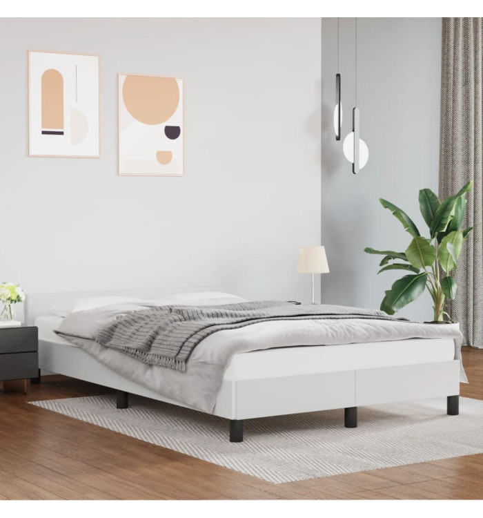 Cadre de lit sans matelas blanc 120x190 cm similicuir | Mobilier & Déco