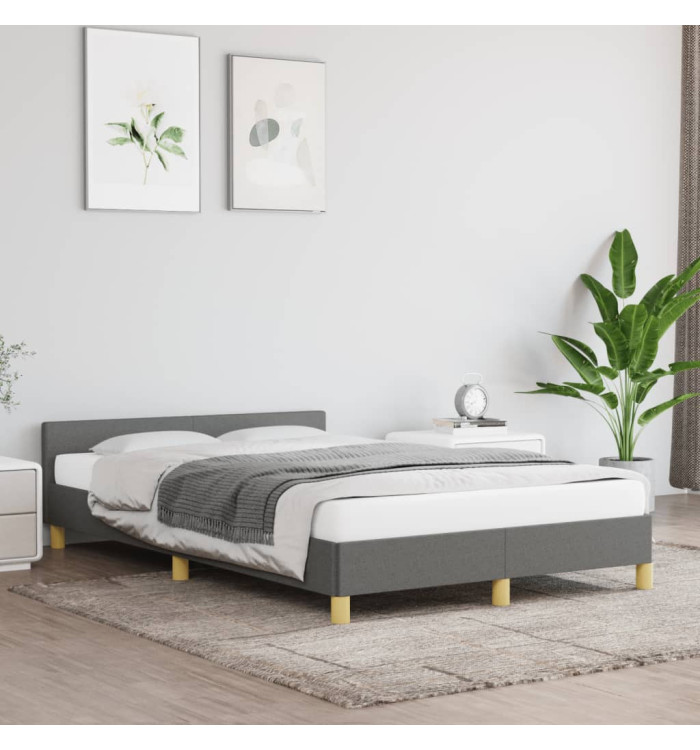 Cadre de lit sans matelas gris foncé 120x190 cm tissu | Mobilier & Déco