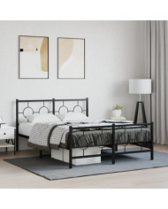 Cadre de lit métal sans matelas avec pied de lit noir 140x200cm | Mobilier & Déco