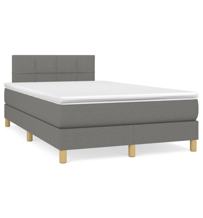 Sommier à lattes de lit avec matelas gris foncé 120x190cm tissu | Mobilier & Déco