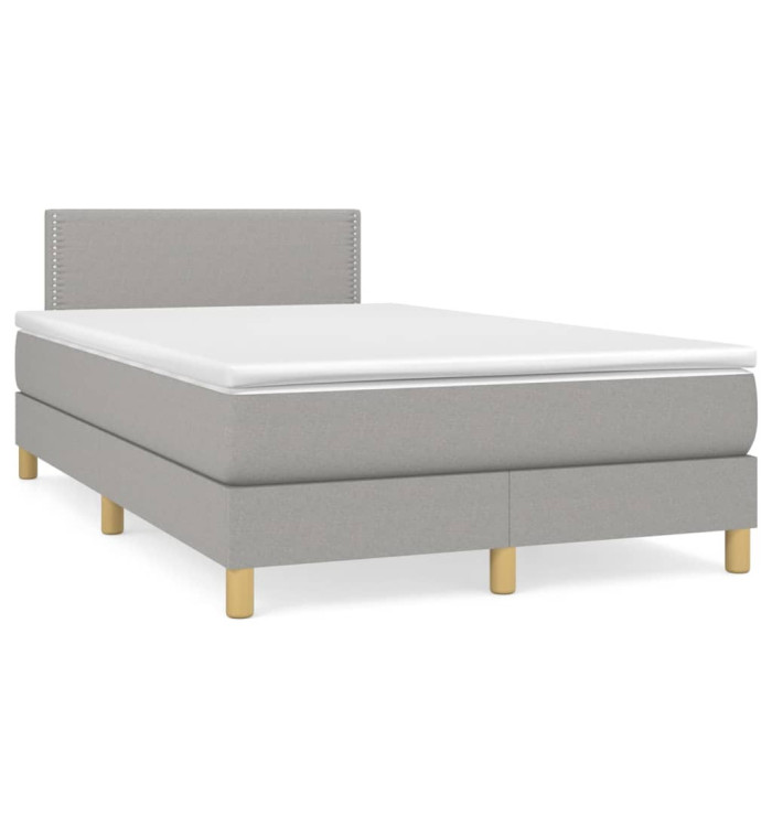 Sommier à lattes de lit et matelas gris clair 120x190 cm tissu | Mobilier & Déco