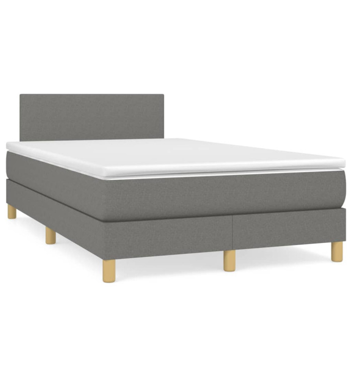 Sommier à lattes de lit avec matelas gris foncé 120x190cm tissu | Mobilier & Déco