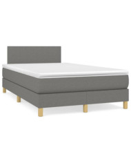 Sommier à lattes de lit avec matelas gris foncé 120x190cm tissu | Mobilier & Déco