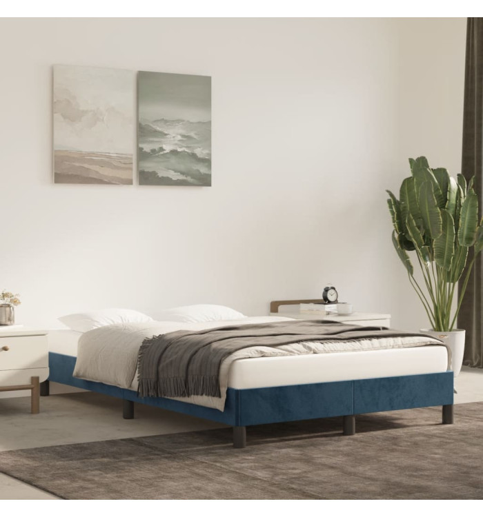 Cadre de lit sans matelas bleu foncé 120x190 cm velours | Mobilier & Déco