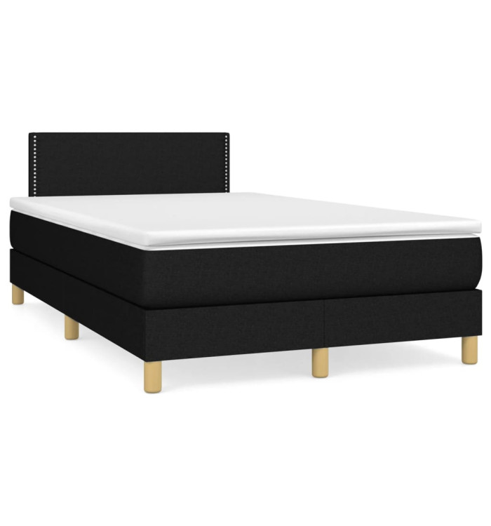 Sommier à lattes de lit avec matelas noir 120x190 cm tissu | Mobilier & Déco