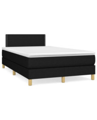 Sommier à lattes de lit avec matelas noir 120x190 cm tissu | Mobilier & Déco