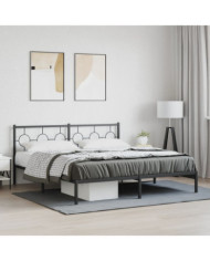 Cadre de lit métal sans matelas et tête de lit noir 180x200 cm | Mobilier & Déco