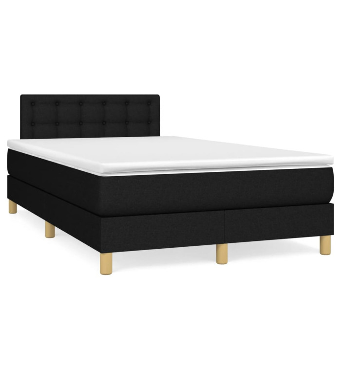 Sommier à lattes de lit avec matelas noir 120x190 cm tissu | Mobilier & Déco