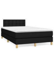 Sommier à lattes de lit avec matelas noir 120x190 cm tissu | Mobilier & Déco