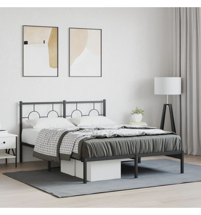 Cadre de lit métal sans matelas avec tête de lit noir 140x190cm | Mobilier & Déco