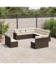 Salon de jardin et coussins 11 pcs marron résine tressée | Mobilier & Déco