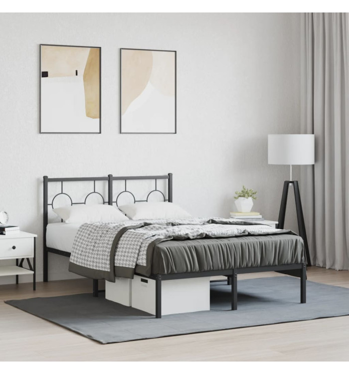 Cadre de lit métal sans matelas avec tête de lit noir 120x200cm | Mobilier & Déco