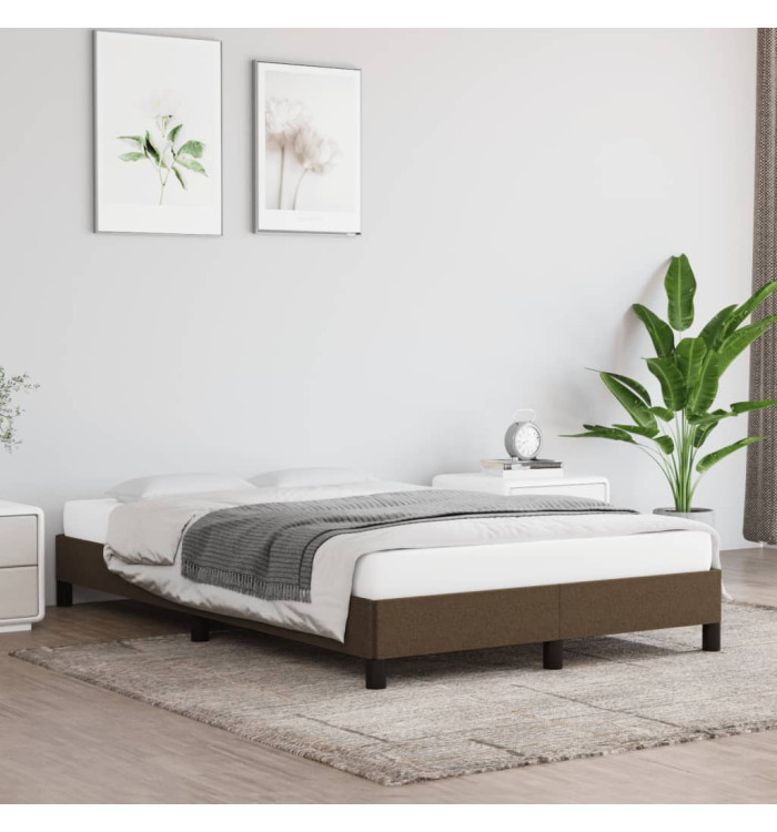 Cadre de lit sans matelas marron foncé 120x190 cm tissu | Mobilier & Déco