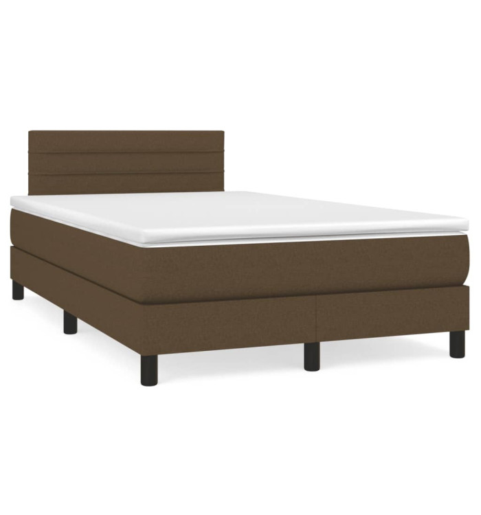Sommier à lattes de lit et matelas marron foncé 120x190cm tissu | Mobilier & Déco