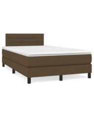 Sommier à lattes de lit et matelas marron foncé 120x190cm tissu | Mobilier & Déco