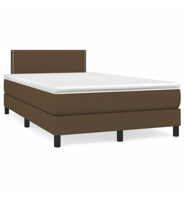 Sommier à lattes de lit et matelas marron foncé 120x190cm tissu | Mobilier & Déco
