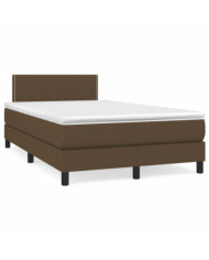 Sommier à lattes de lit et matelas marron foncé 120x190cm tissu | Mobilier & Déco