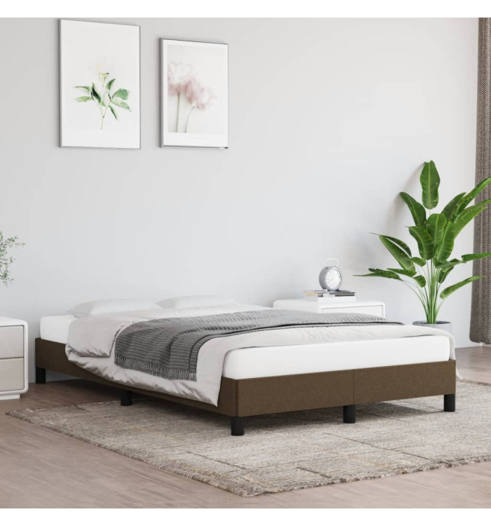 Cadre de lit sans matelas marron foncé 120x190 cm tissu | Mobilier & Déco