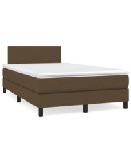 Sommier à lattes de lit et matelas marron foncé 120x190cm tissu | Mobilier & Déco