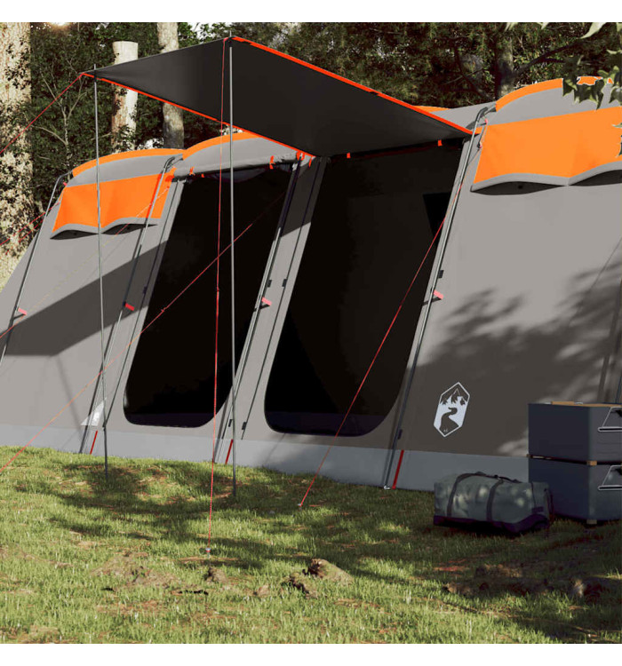 Tente familiale tunnel 10 personnes gris et orange imperméable | Mobilier & Déco
