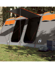 Tente familiale tunnel 10 personnes gris et orange imperméable | Mobilier & Déco