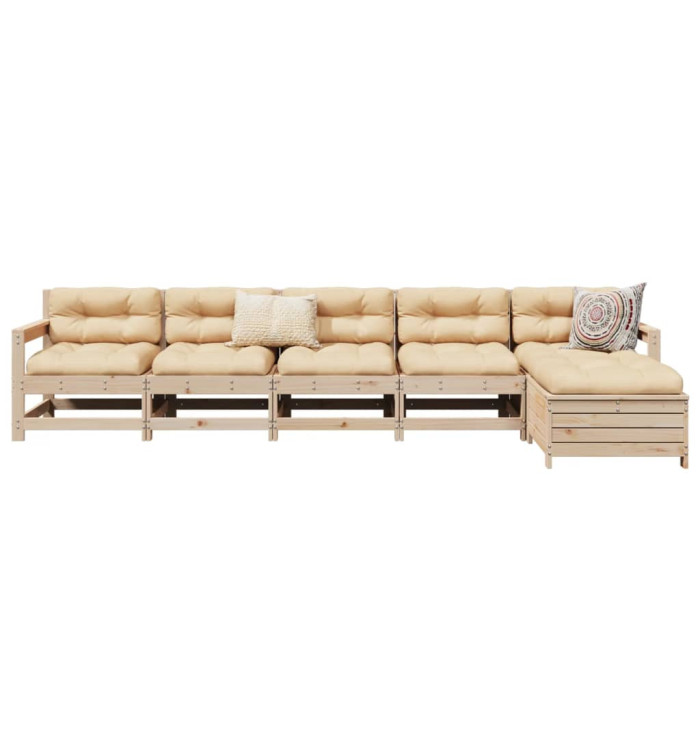 Salon de jardin 6 pcs bois de pin massif | Mobilier & Déco