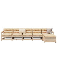 Salon de jardin 6 pcs bois de pin massif | Mobilier & Déco