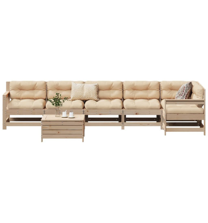 Salon de jardin 7 pcs bois de pin massif | Mobilier & Déco