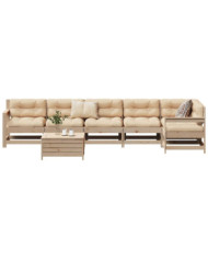 Salon de jardin 7 pcs bois de pin massif | Mobilier & Déco