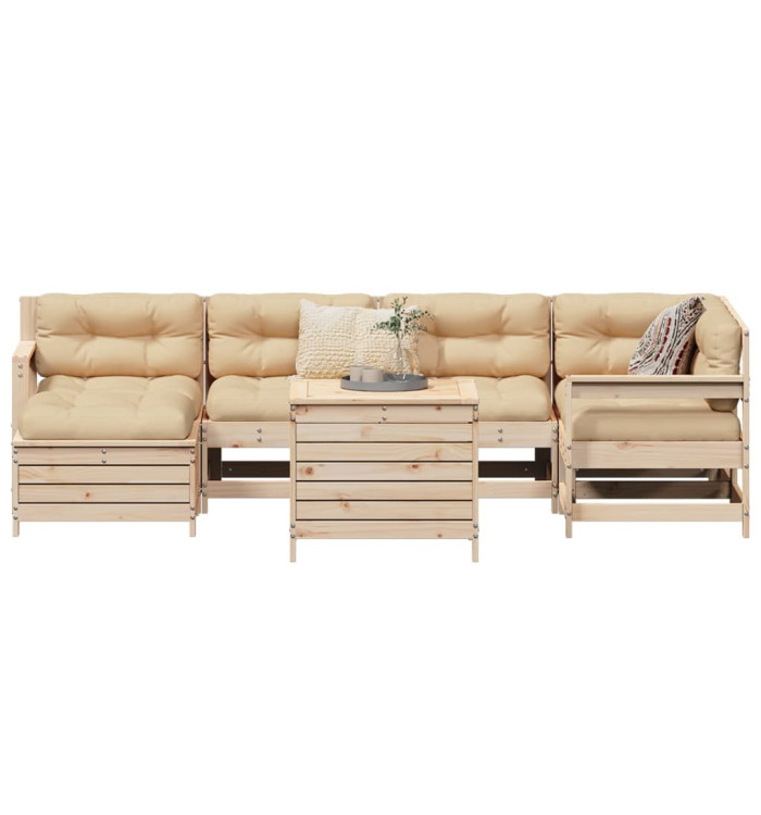 Salon de jardin 7 pcs bois de pin massif | Mobilier & Déco