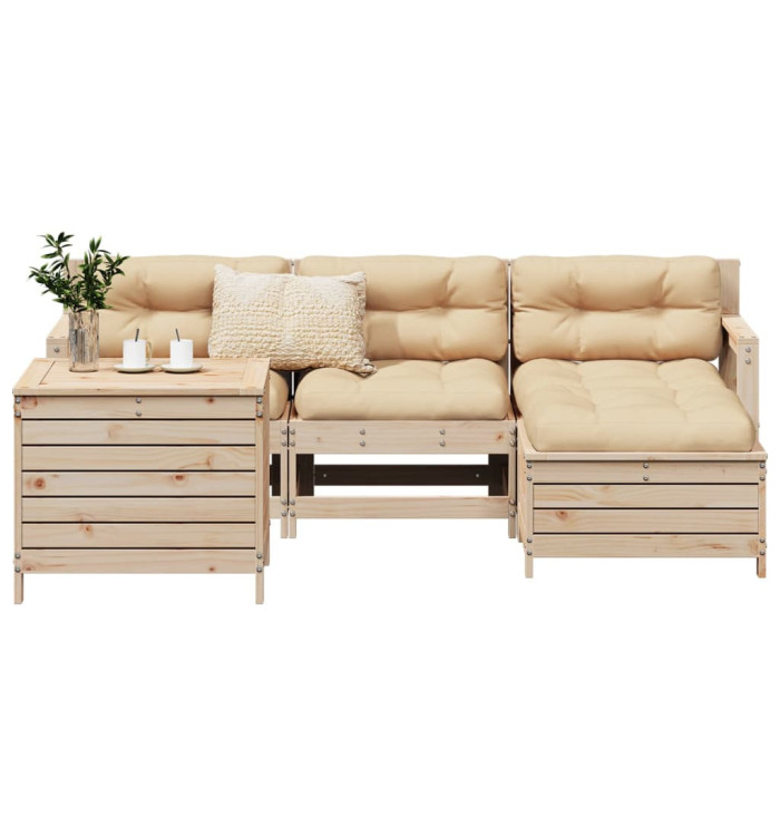 Salon de jardin 5 pcs bois de pin massif | Mobilier & Déco