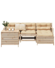 Salon de jardin 5 pcs bois de pin massif | Mobilier & Déco