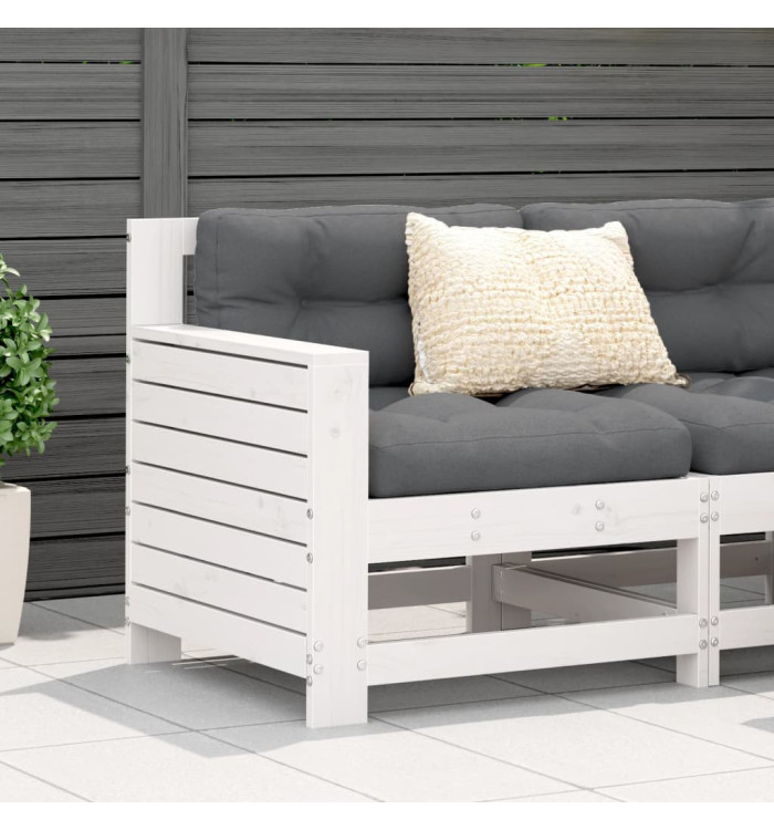 Canapé de jardin accoudoir blanc 69x62x70,5 cm bois pin massif | Mobilier & Déco