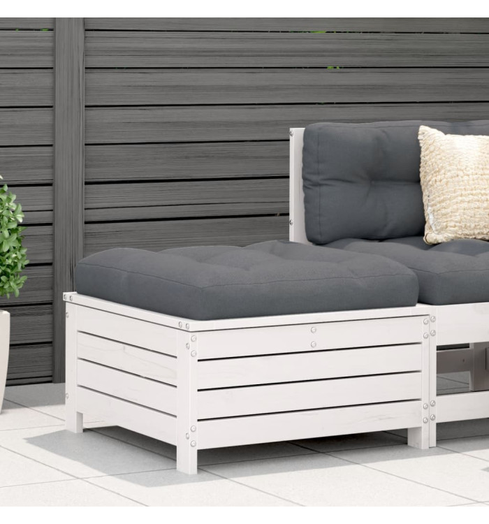 Repose-pied de jardin blanc 62x63,5x32 cm bois de pin massif | Mobilier & Déco