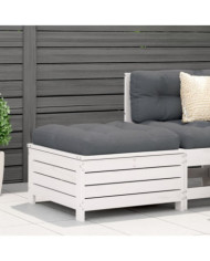 Repose-pied de jardin blanc 62x63,5x32 cm bois de pin massif | Mobilier & Déco