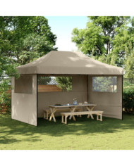 Tente de réception pliable escamotable 3 parois latérales taupe | Mobilier & Déco