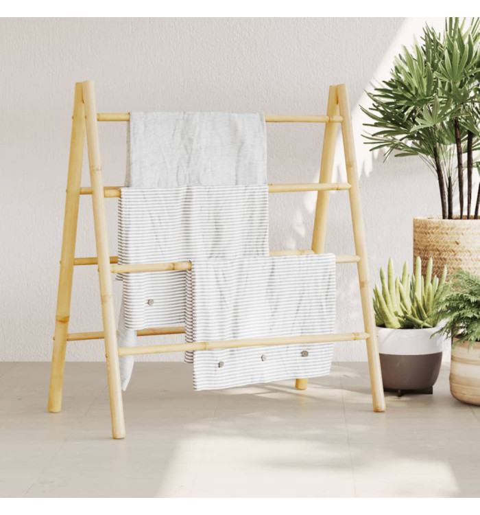 Échelle à serviettes double avec 4 échelons 90x50x100 cm bambou | Mobilier & Déco
