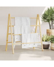 Échelle à serviettes double avec 4 échelons 90x50x100 cm bambou | Mobilier & Déco