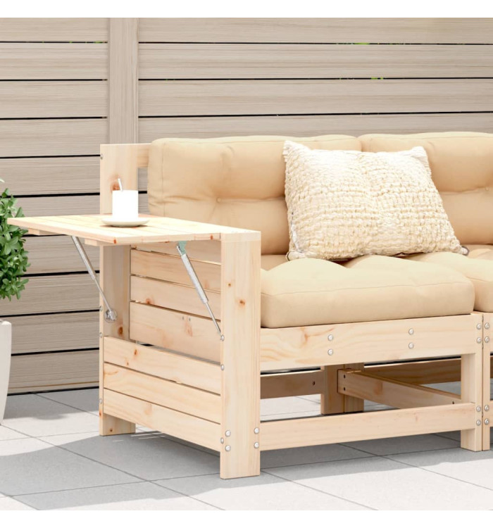 Canapé de jardin accoudoir avec table d'appoint bois massif pin | Mobilier & Déco