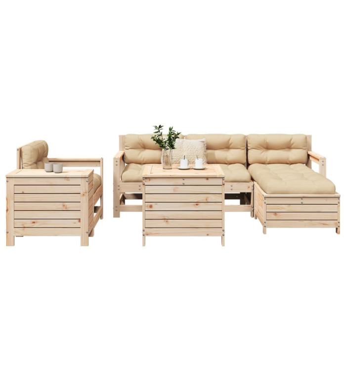 Salon de jardin 7 pcs bois de pin massif | Mobilier & Déco