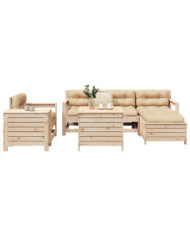 Salon de jardin 7 pcs bois de pin massif | Mobilier & Déco