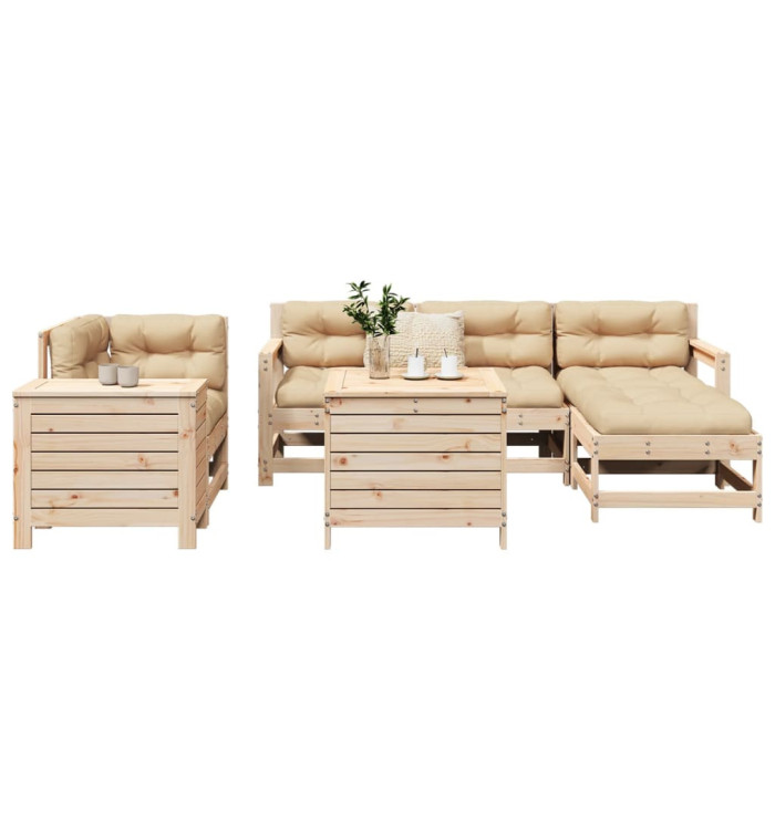 Salon de jardin 7 pcs bois de pin massif | Mobilier & Déco
