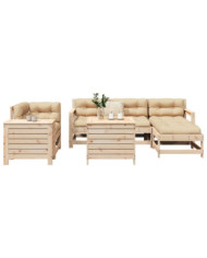 Salon de jardin 7 pcs bois de pin massif | Mobilier & Déco