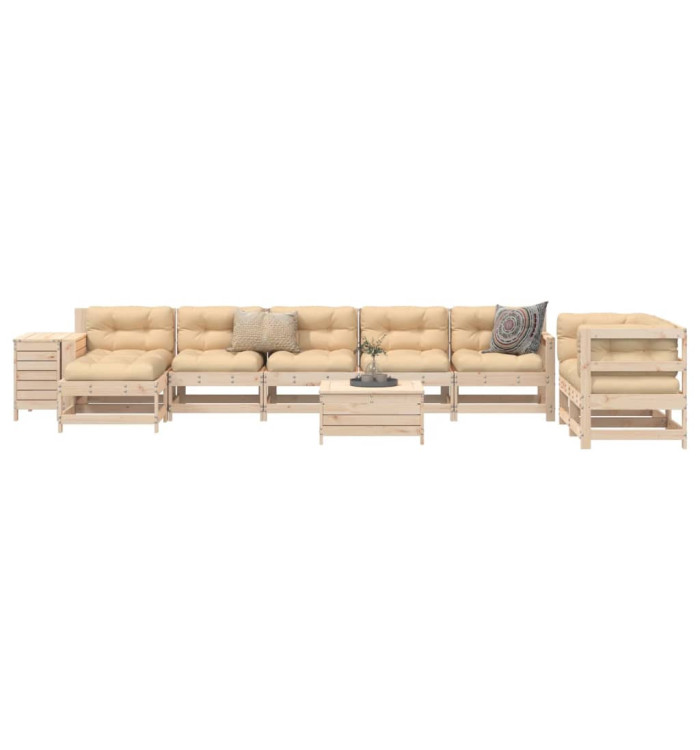Salon de jardin 10 pcs bois de pin massif | Mobilier & Déco