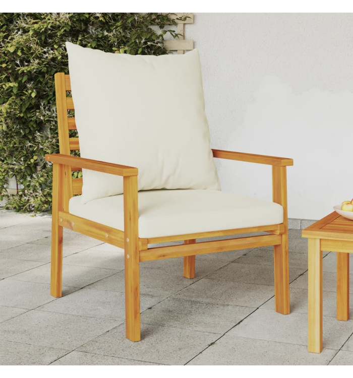 Fauteuil de jardin lot de 2 avec coussin bois massif d'acacia | Mobilier & Déco