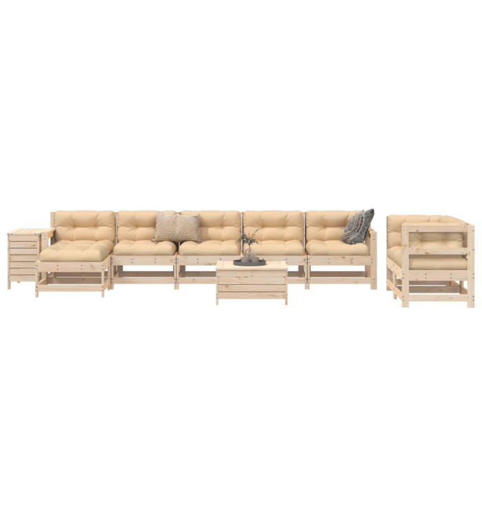 Salon de jardin 10 pcs bois de pin massif | Mobilier & Déco