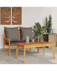 Ensemble de jardin avec coussin bois massif acacia | Mobilier & Déco