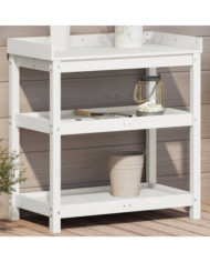 Table de rempotage avec étagères blanc bois massif de pin | Mobilier & Déco